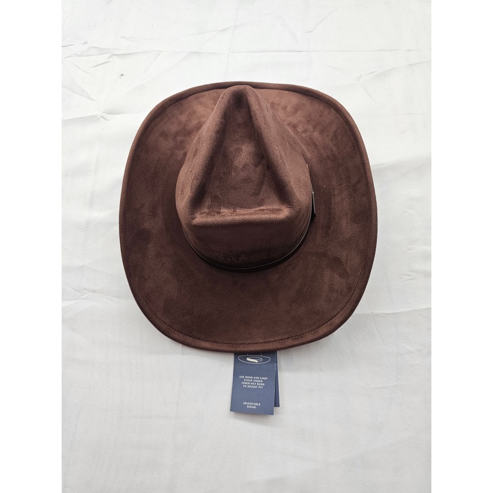 Target Brown Faux Suede Cowboy Hat Western Concho Band Adjustable S/M‎ NEW